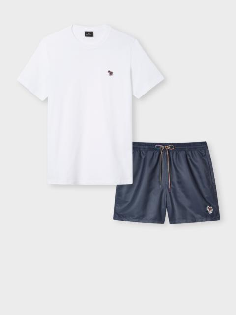 Paul Smith White & Navy 'Zebra' T-Shirt & Swim Short Set