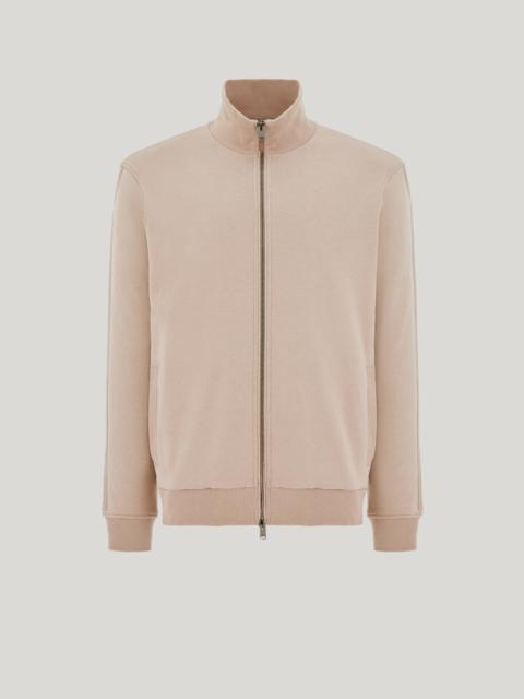 Canali BEIGE COTTON BLEND ZIPPERED SWEATSHIRT