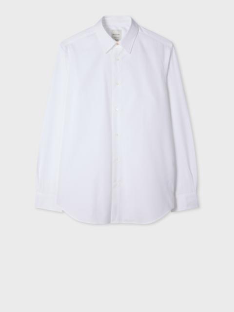 White Cotton-Poplin Shirt With Concealed Embroidery