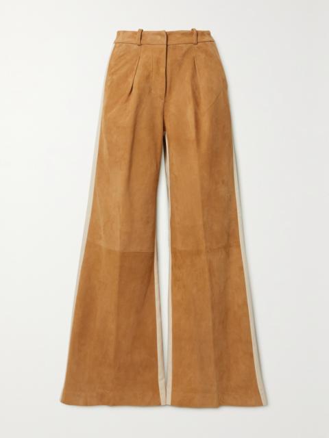 HALFBOY®️ Twill-paneled Suede Wide-leg Pants