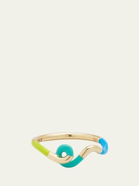 BEA BONGIASCA Wow Mini Snake Ring with Lime Green and Mint Enamel