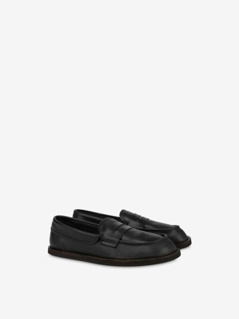 Moschino LOAFERS IN CALF LEATHER DESERT COLLEGE