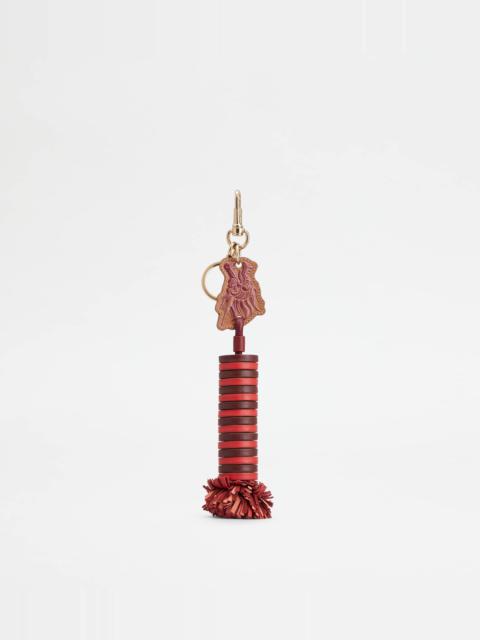 KEY HOLDER IN LEATHER - BURGUNDY, RED
