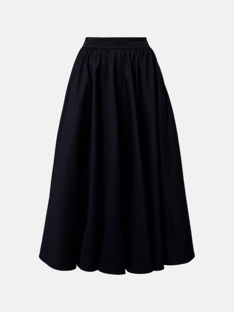 PATOU Pleated cotton midi skirt
