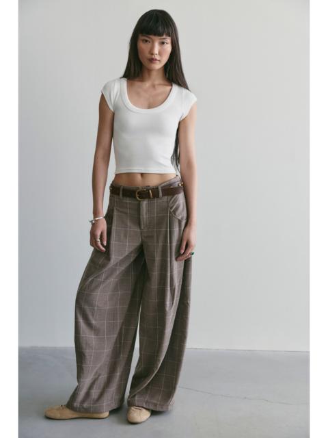 FREE PEOPLE About It Baggy Plaid Suit Trousers