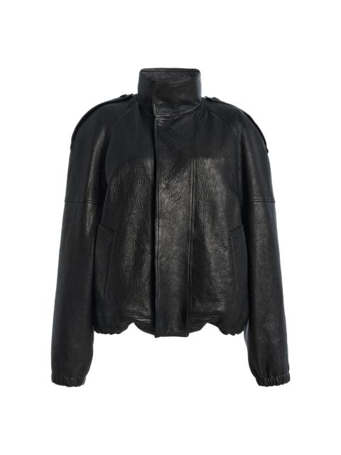 SAINT LAURENT Collared Leather Jacket black