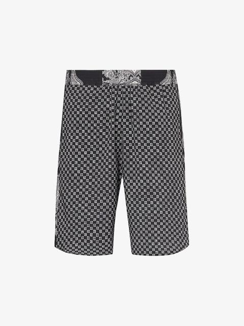 Brand-pattern relaxed-fit stretch-woven shorts