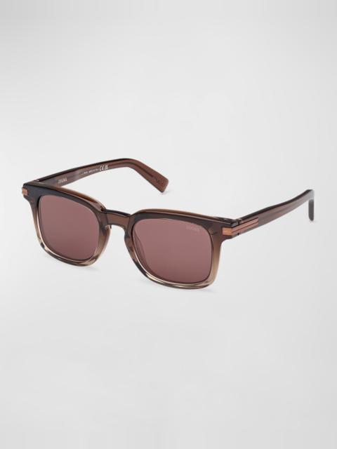 ZEGNA Men's Acetate Rectangle Sunglasses