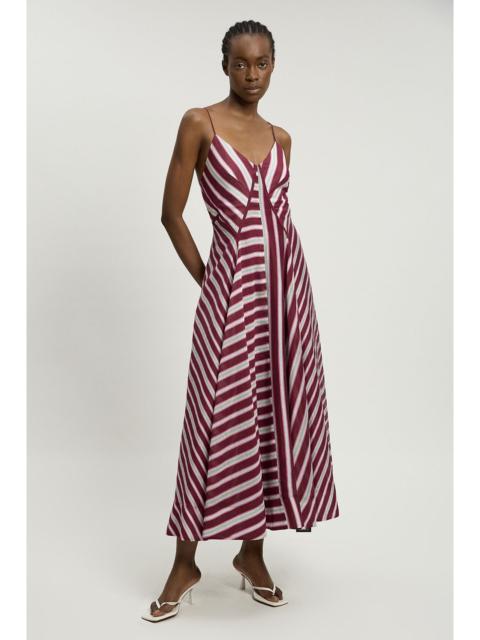 KAREN MILLEN Stripe Strappy Woven Midi Dress