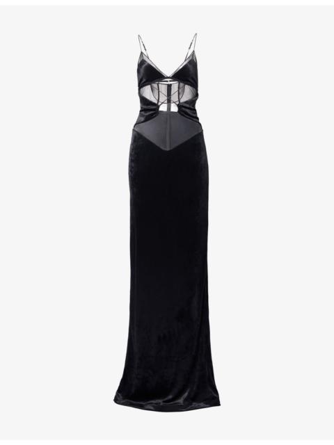 NENSI DOJAKA Cut-Out Velvet Maxi Dress