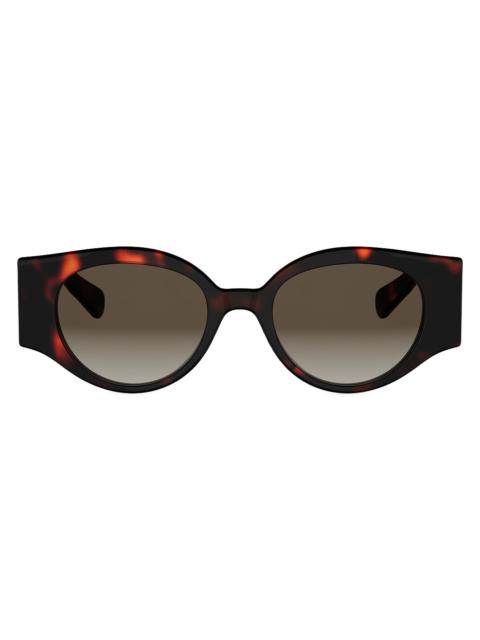 CELINE Women's Triomphe Stamp 50MM Round Sunglasses - Dark Havana Gradient Brown