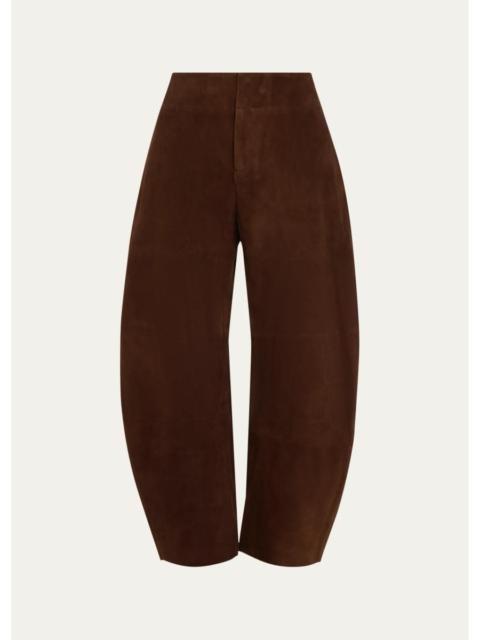 AEXAE Suede Barrel-Leg Pants