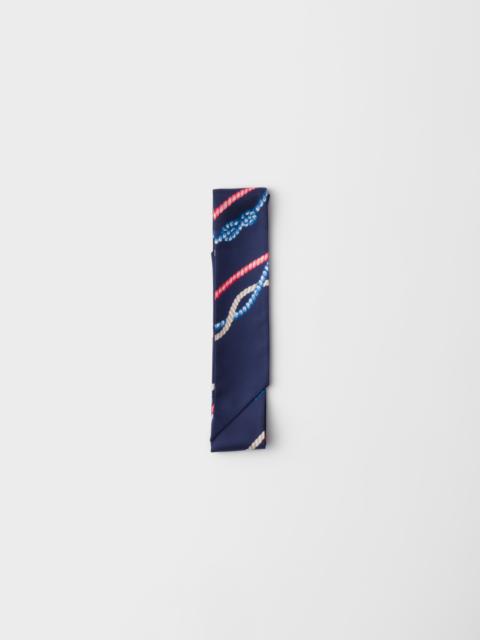 Prada Printed silk twill skinny scarf