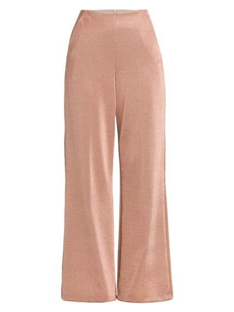 GIORGIO ARMANI Women's Metallic Bonded Jersey Flare Trousers - Pink Gold