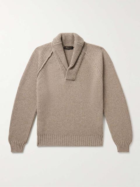 Loro Piana Archer Shawl-Collar Ribbed Cashmere Sweater