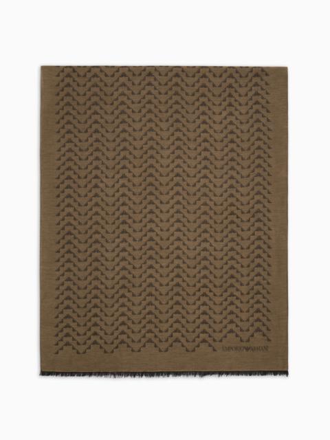 EMPORIO ARMANI MODAL-BLEND JACQUARD STOLE WITH ALL-OVER EAGLES