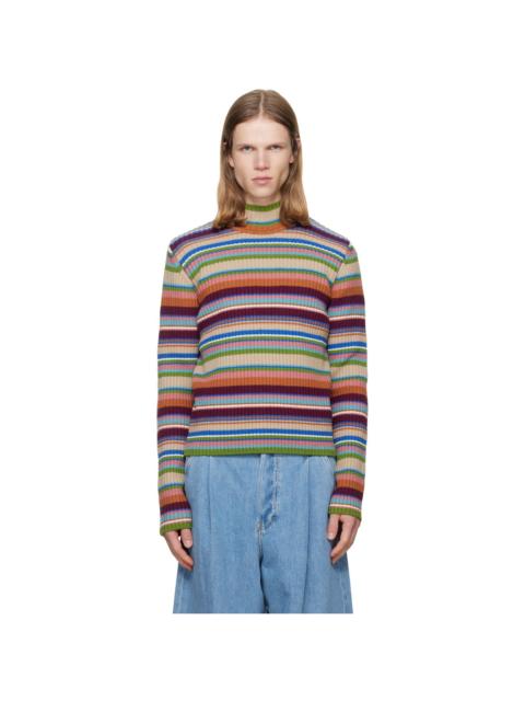 Dries Van Noten Multicolor Ribbed Wool Turtleneck