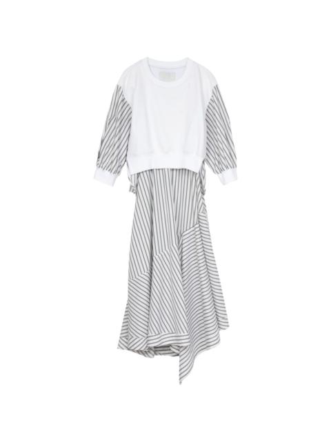 striped asymmetric cotton dress