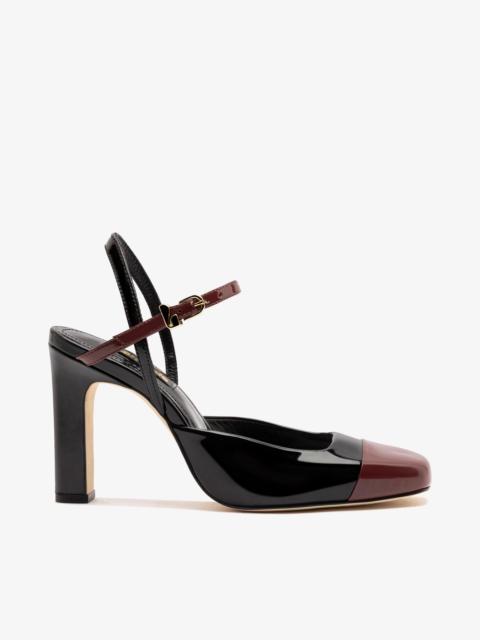 Larroudé Sabine Pump Black and Burgundy Patent Leather