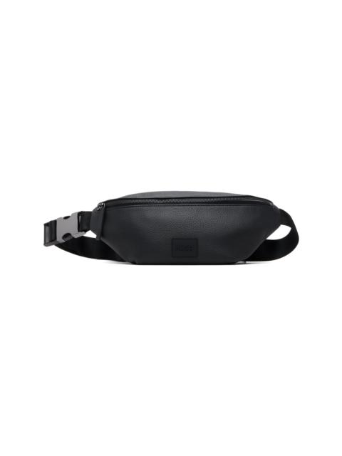 HUGO Black Logo Patch Grained Belt Bag