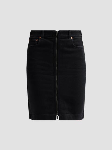 Balmain Women's Zip-Front Denim Mini Skirt - Noir Delave