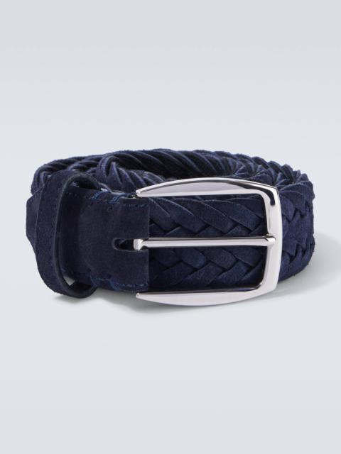 Brioni Braided suede belt