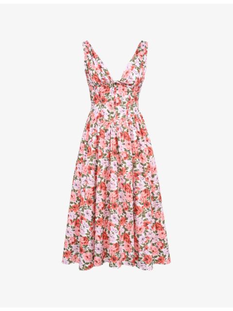 House of CB Emmelina Floral-Print Cotton Midi Dress