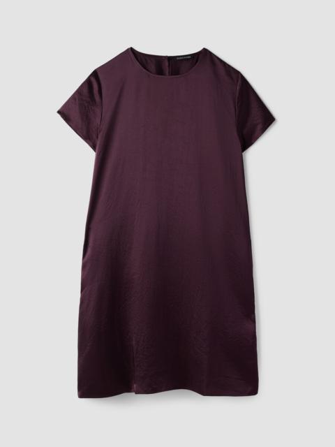 EILEEN FISHER Textured Satin Round Neck Dress