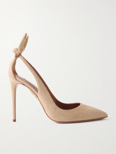 AQUAZZURA Bow Tie 85 Suede Pumps