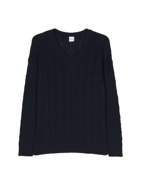 cable-knit cotton jumper