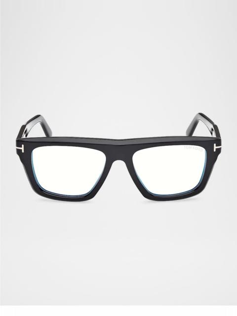 TOM FORD Men's T-Logo Acetate Rectangle Eyeglasses