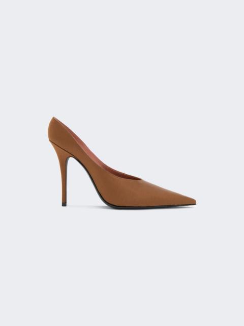 Amina Muaddi Anok Mule Mocha Satin