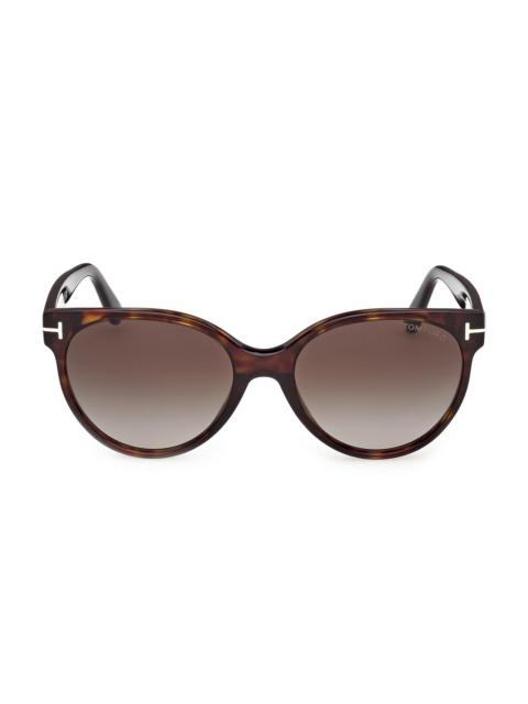 TOM FORD Women's Tallulah 56MM Round Sunglasses - Black Tortoise Brown