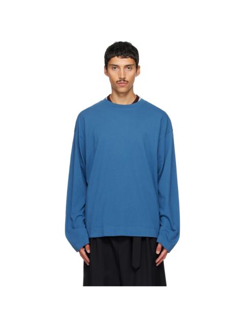 Dries Van Noten Blue Long Sleeve Cotton T-shirt