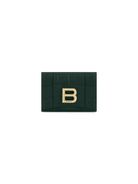 BALENCIAGA Women's Hourglass Mini Wallet Crocodile Embossed in Forest Green