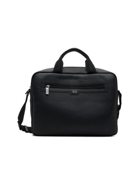BOSS Black Grained Faux-Leather Briefcase