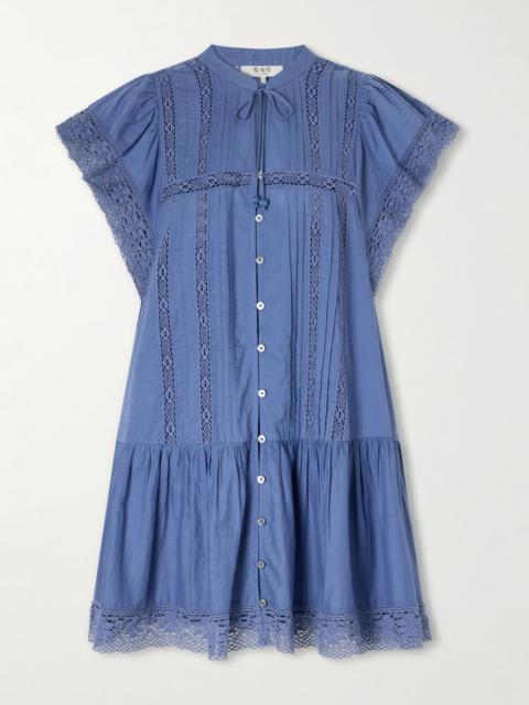 Sea Pippa Tiered Lace-trimmed Cotton Mini Dress