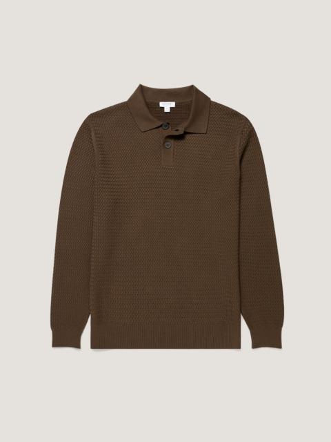 Sunspel Cotton Basketweave Polo Shirt