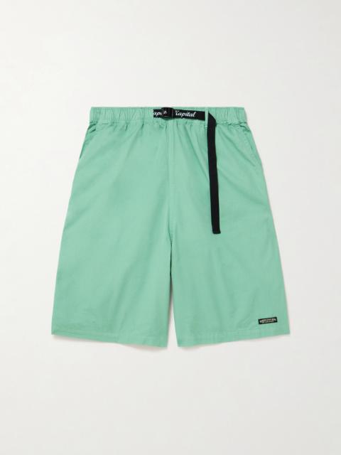 Kapital Easy Wide-Leg Belted Cotton-Twill Shorts