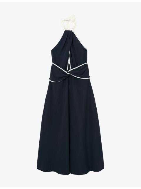 REISS Blair Halterneck Stretch-Woven Midi Dress