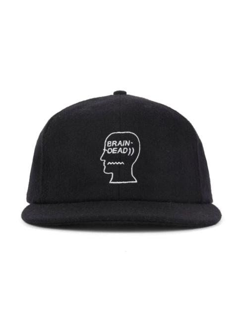 BRAIN DEAD Flannel Classic Logohead 6 Panel Hat - Black
