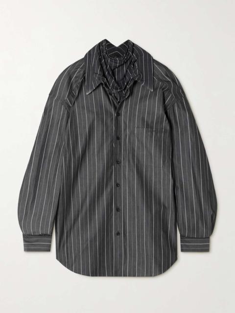 Y/Project Pinstriped jersey-trimmed organic cotton-poplin shirt