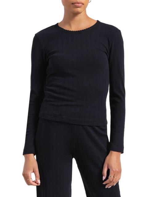 LESET Women's Pointelle Long-Sleeve Top - Black