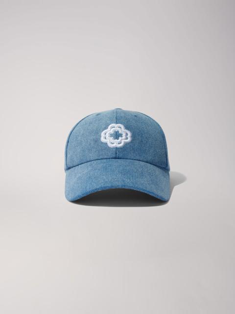 Denim cap with clover logo