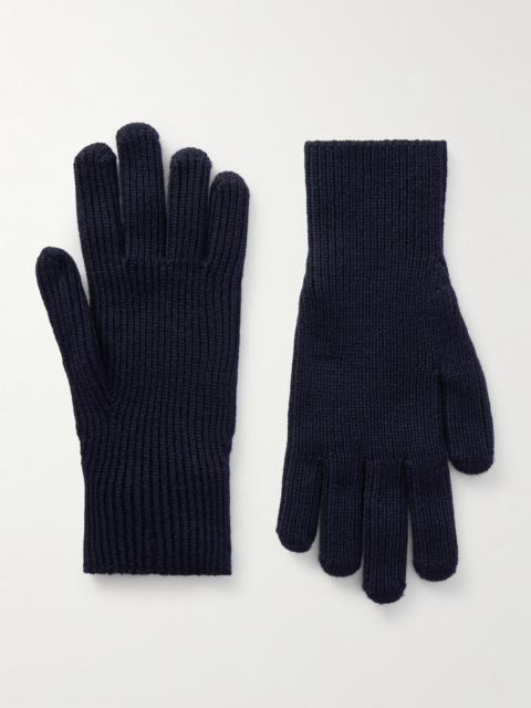 Moncler Logo-Appliquéd Ribbed Virgin Wool Gloves