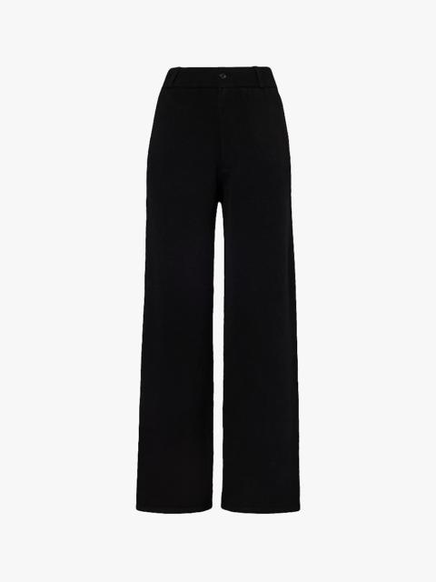 Straight-leg mid-rise cashmere-blend trousers