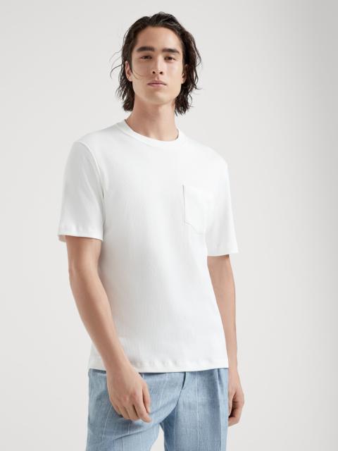 Brunello Cucinelli Cotton ribbed jersey crew neck T-shirt with chest pocket