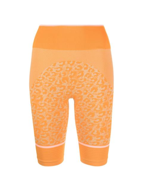 leopard-print seamless cycling shorts