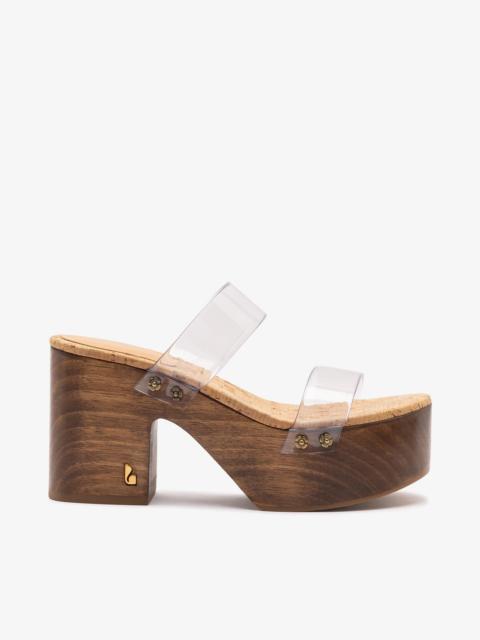 Larroudé Miso Clear Platform Sandal In Clear Vinyl and Natural Cork