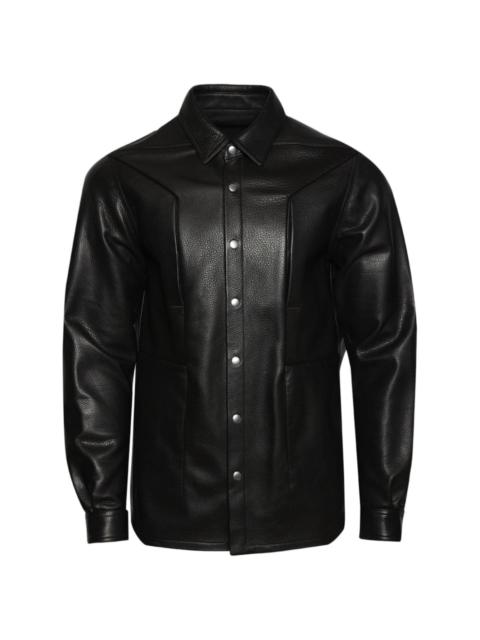Fogpocket panelled leather shirt jacket